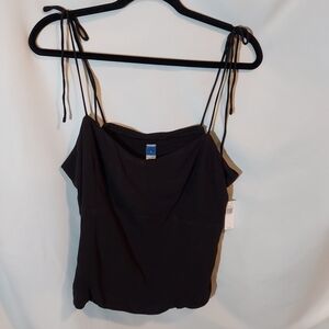 NWT Old Navy Black Tie-Shoulder Cotton Cami Top - L
